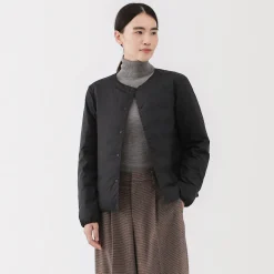 Best Muji Chaqueta ligera de plumón sin cuello de nailon reciclado para mujer