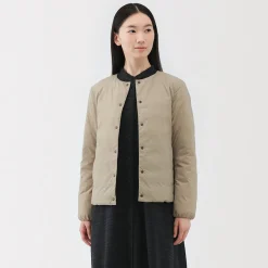 Best Muji Chaqueta ligera de plumón sin cuello de nailon reciclado para mujer