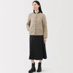 Best Muji Chaqueta ligera de plumón sin cuello de nailon reciclado para mujer