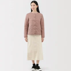 Best Muji Chaqueta ligera de plumón sin cuello de nailon reciclado para mujer