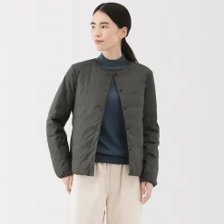 Best Muji Chaqueta ligera de plumón sin cuello de nailon reciclado para mujer