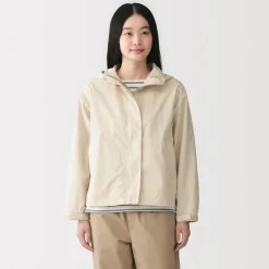 Muji Chaqueta repelente al agua y plegable con capucha para mujer