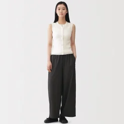 Outlet Muji Chaqueta sin mangas de algodón orgánico de alta torsión para mujer