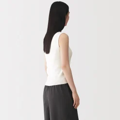 Outlet Muji Chaqueta sin mangas de algodón orgánico de alta torsión para mujer