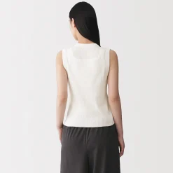 Outlet Muji Chaqueta sin mangas de algodón orgánico de alta torsión para mujer