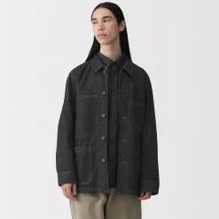 Clearance Muji Chaqueta utilitaria vaquera de mezcla de kapok para hombre