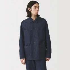 Clearance Muji Chaqueta utilitaria vaquera de mezcla de kapok para hombre