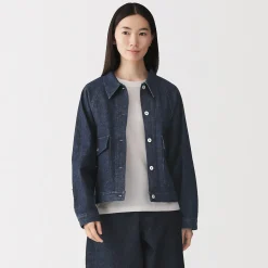 Muji Chaqueta utilitaria vaquera de mezcla de kapok para mujer