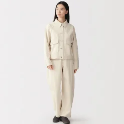 Muji Chaqueta utilitaria vaquera de mezcla de kapok para mujer