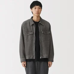 Sale Muji Chaqueta vaquera con bolsillos de mezcla de kapok para hombre
