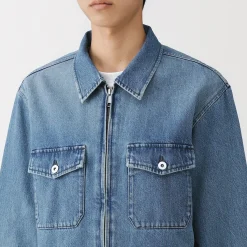 Sale Muji Chaqueta vaquera con bolsillos de mezcla de kapok para hombre