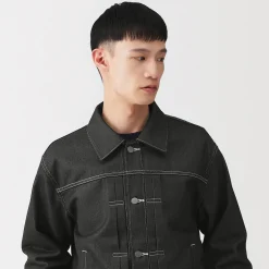 Sale Muji Chaqueta vaquera de poliéster reciclado para hombre