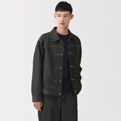 Sale Muji Chaqueta vaquera de poliéster reciclado para hombre