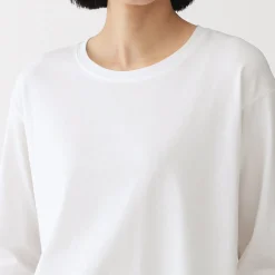 Hot Muji Comiseta de manga larga, ajuste holgado y punto de algodón para mujer