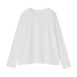 Hot Muji Comiseta de manga larga, ajuste holgado y punto de algodón para mujer