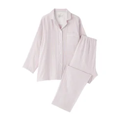 Clearance Muji Conjunto de pijama de manga larga de gasa doble para mujer