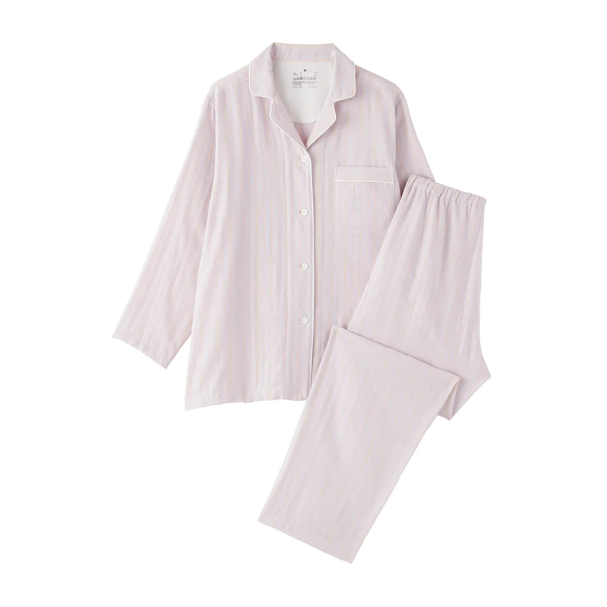 Clearance Muji Conjunto de pijama de manga larga de gasa doble para mujer