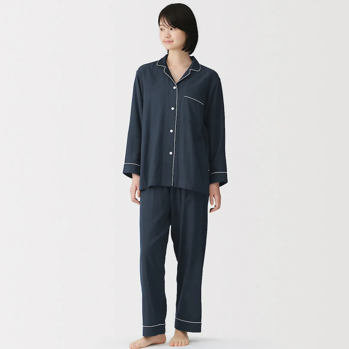 Clearance Muji Conjunto de pijama de manga larga de gasa doble para mujer