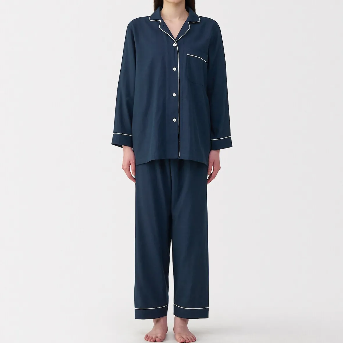 Clearance Muji Conjunto de pijama de manga larga de gasa doble para mujer