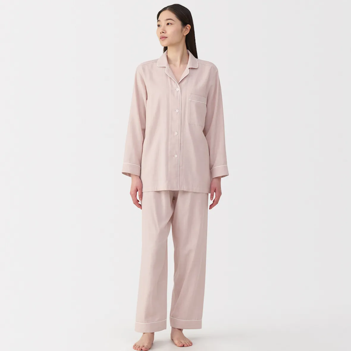 Clearance Muji Conjunto de pijama de manga larga de gasa doble para mujer