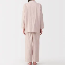 Clearance Muji Conjunto de pijama de manga larga de gasa doble para mujer