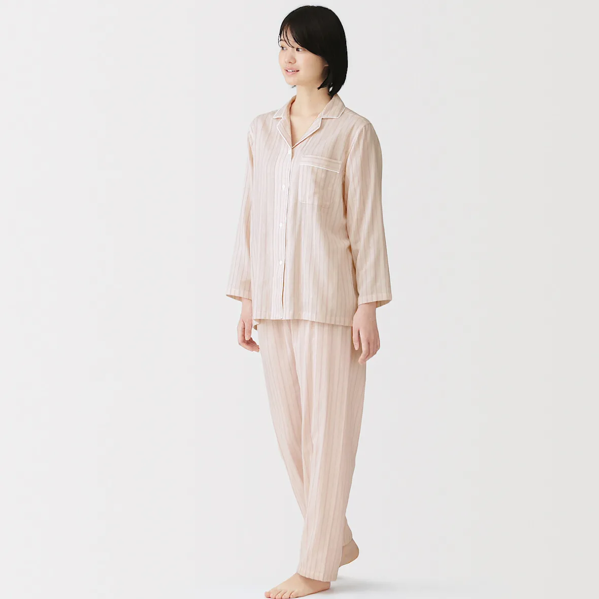 Clearance Muji Conjunto de pijama de manga larga de gasa doble para mujer