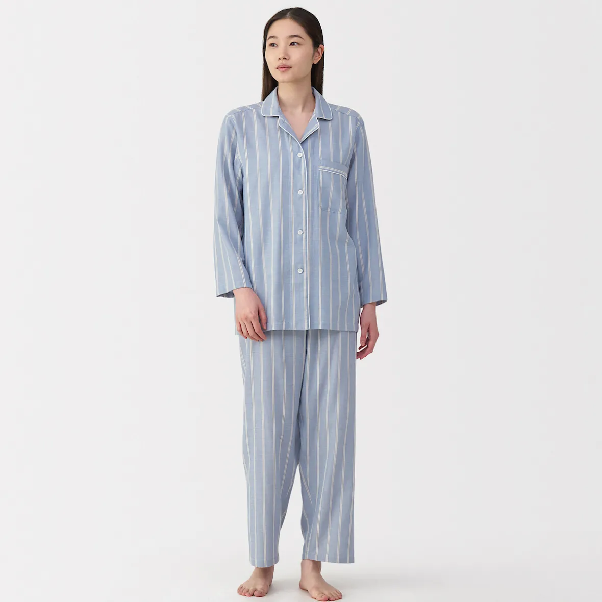 Clearance Muji Conjunto de pijama de manga larga de gasa doble para mujer