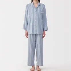 Clearance Muji Conjunto de pijama de manga larga de gasa doble para mujer