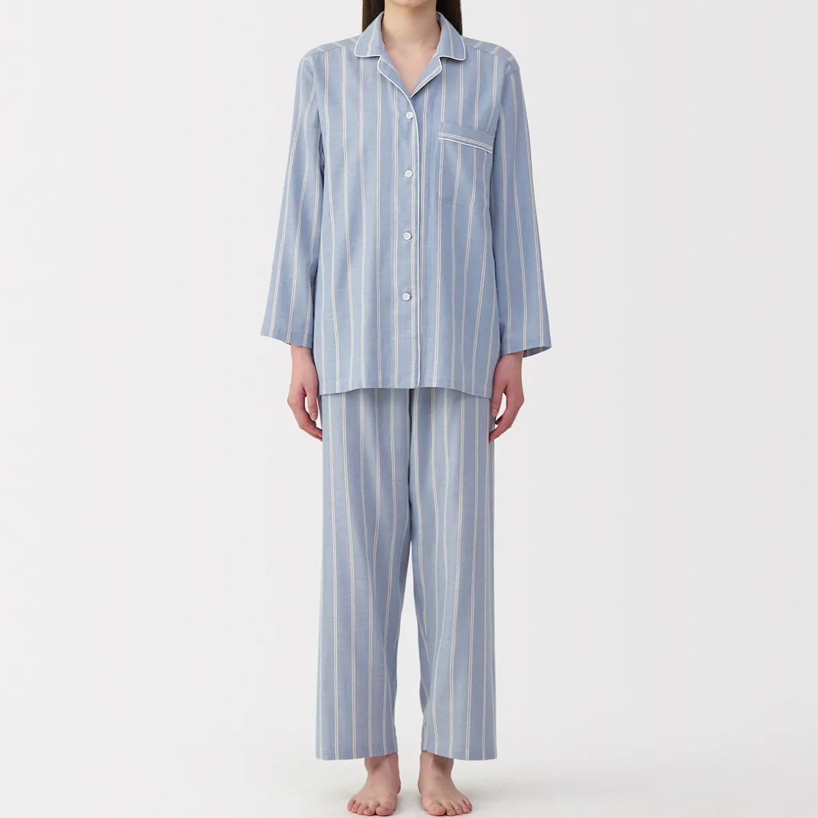 Clearance Muji Conjunto de pijama de manga larga de gasa doble para mujer