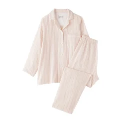 Clearance Muji Conjunto de pijama de manga larga de gasa doble para mujer