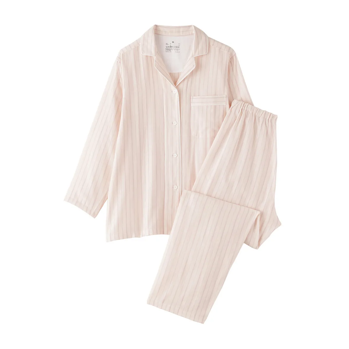 Clearance Muji Conjunto de pijama de manga larga de gasa doble para mujer