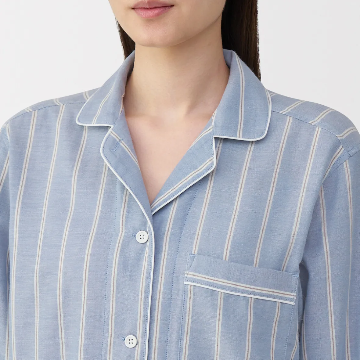 Clearance Muji Conjunto de pijama de manga larga de gasa doble para mujer
