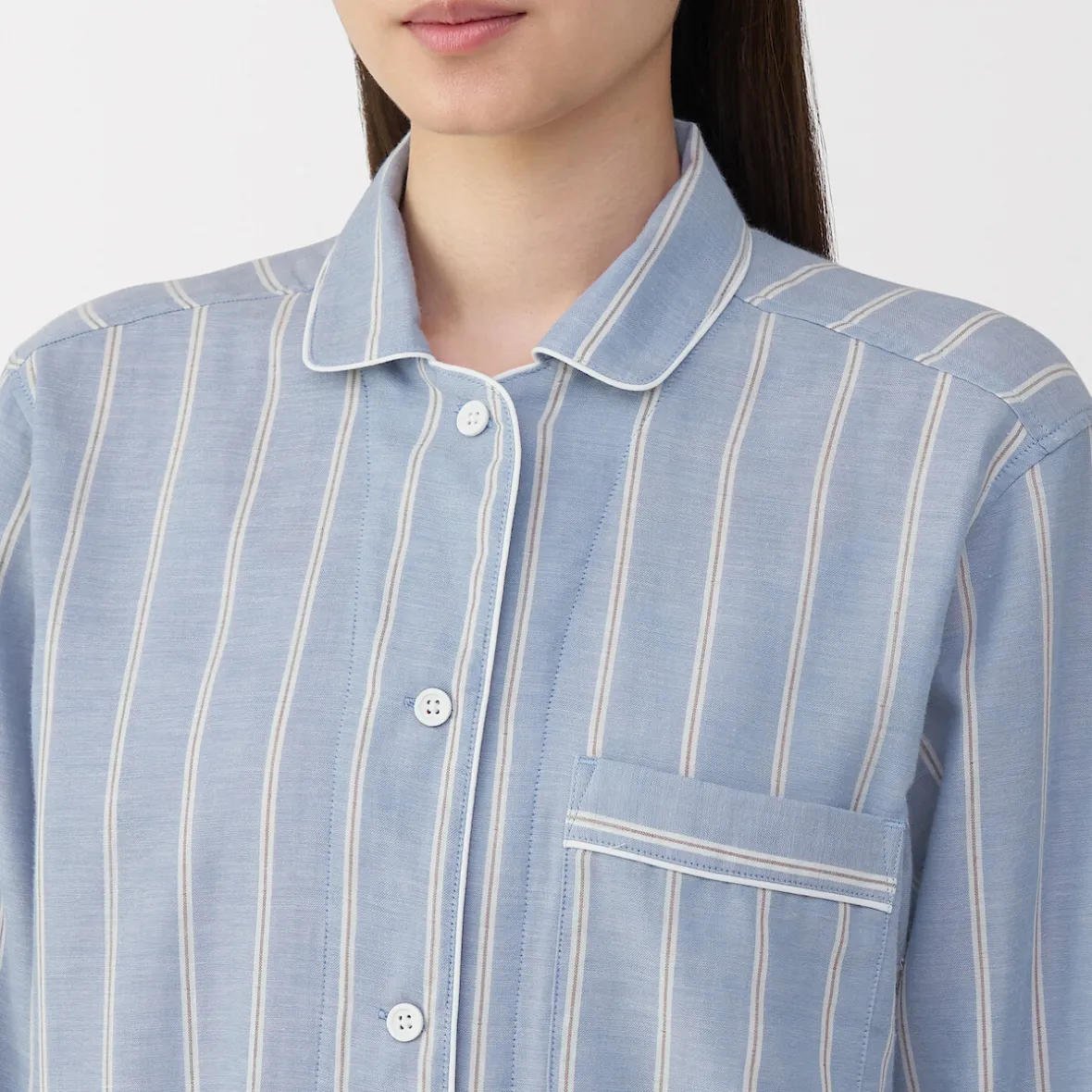 Clearance Muji Conjunto de pijama de manga larga de gasa doble para mujer
