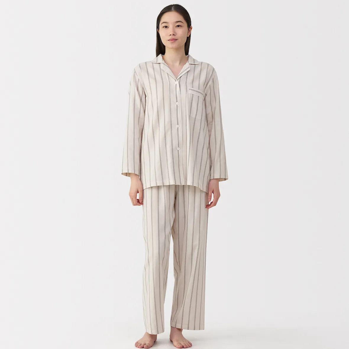 Clearance Muji Conjunto de pijama de manga larga de gasa doble para mujer