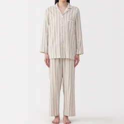 Clearance Muji Conjunto de pijama de manga larga de gasa doble para mujer