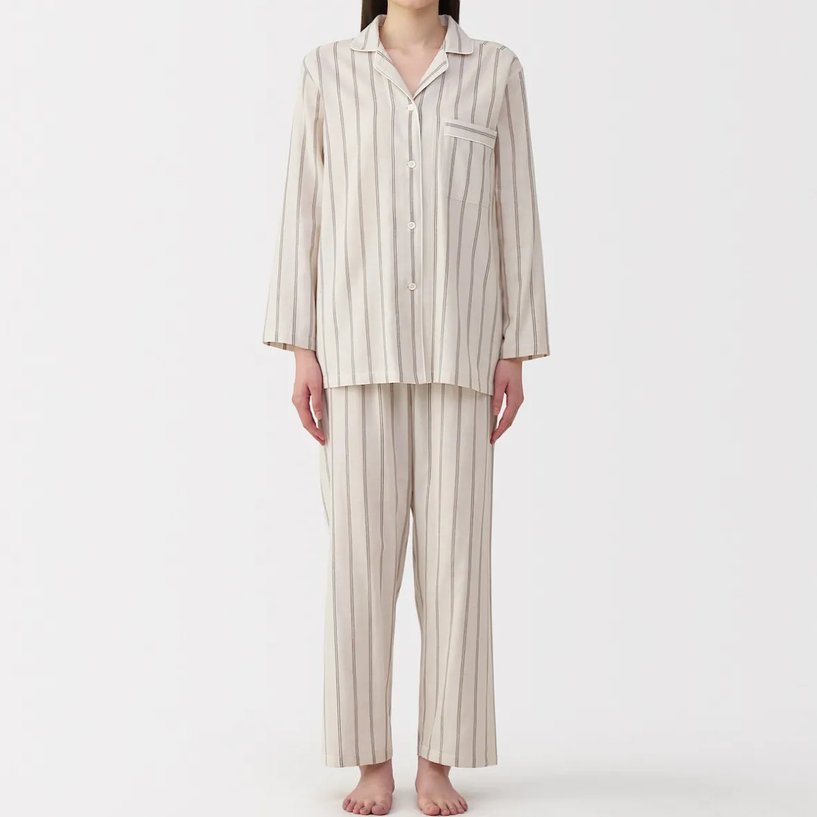 Clearance Muji Conjunto de pijama de manga larga de gasa doble para mujer
