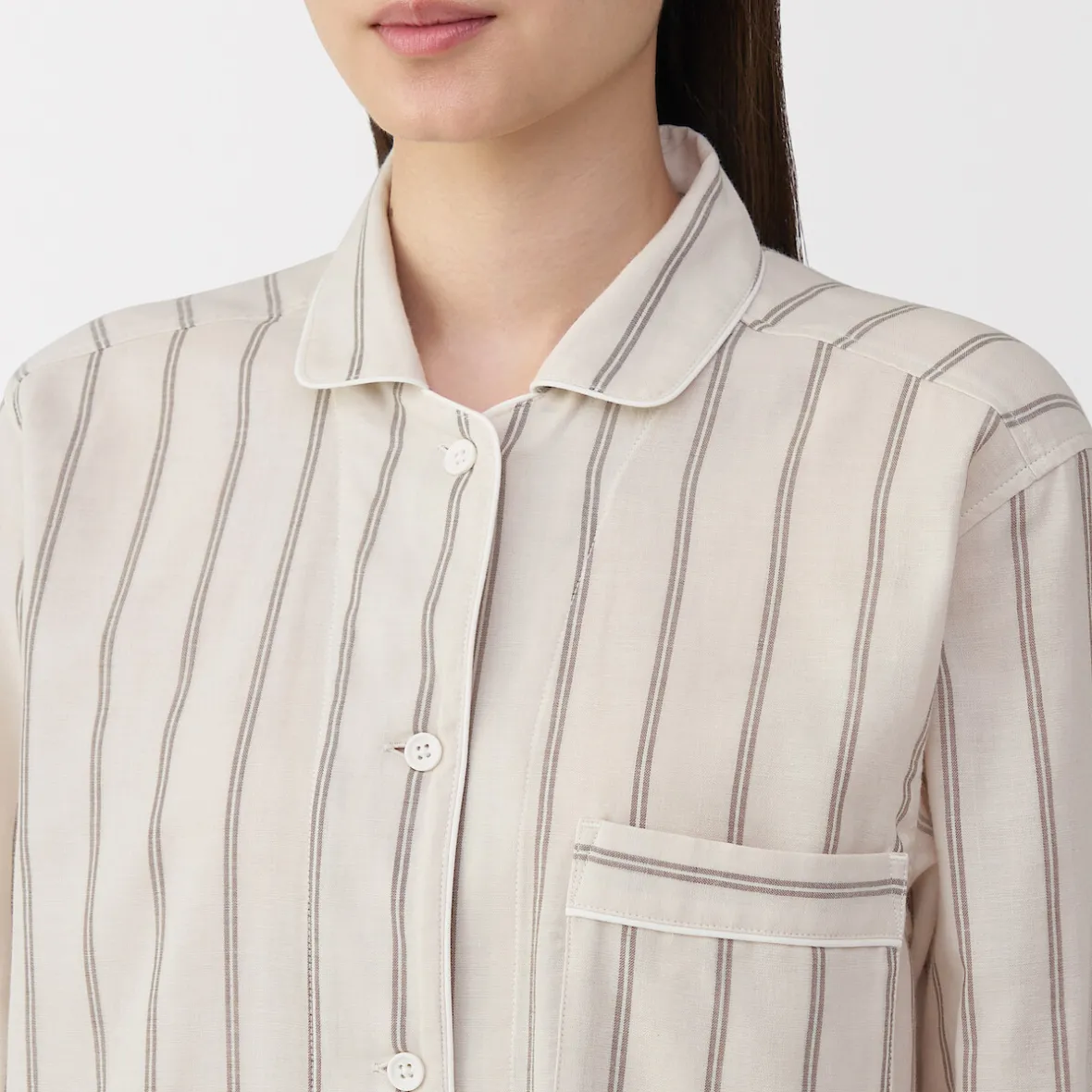 Clearance Muji Conjunto de pijama de manga larga de gasa doble para mujer