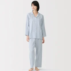 Clearance Muji Conjunto de pijama de manga larga de gasa doble para mujer