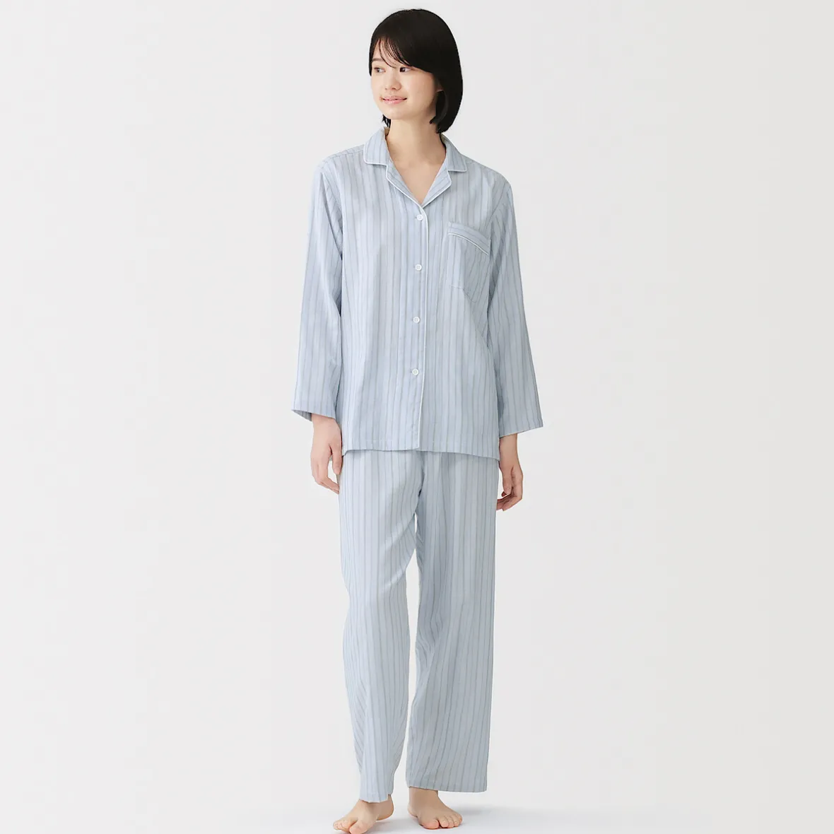 Clearance Muji Conjunto de pijama de manga larga de gasa doble para mujer