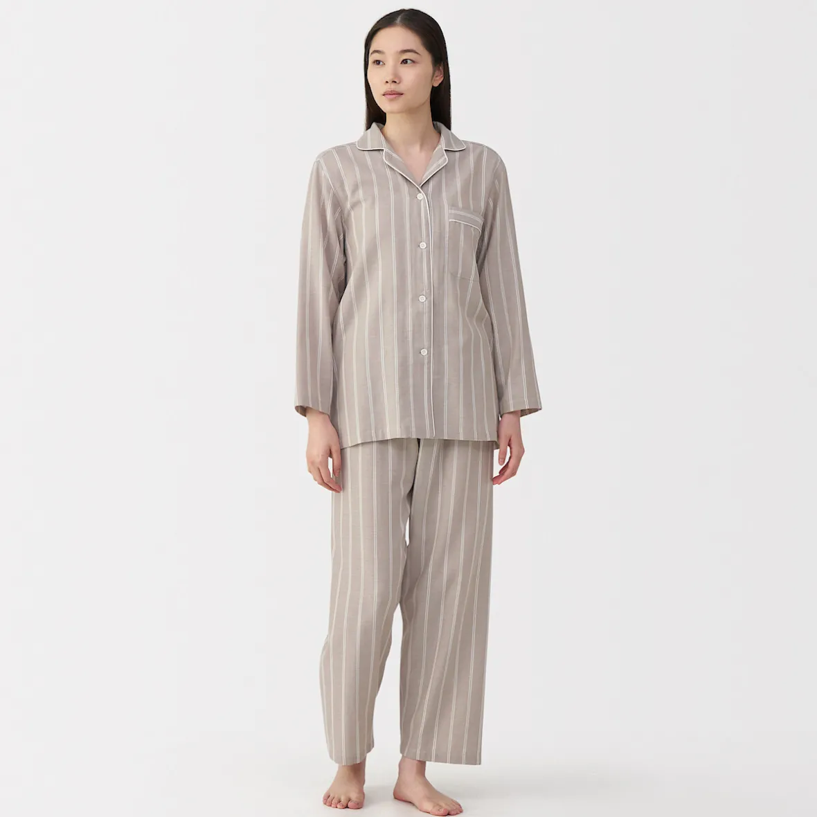 Clearance Muji Conjunto de pijama de manga larga de gasa doble para mujer