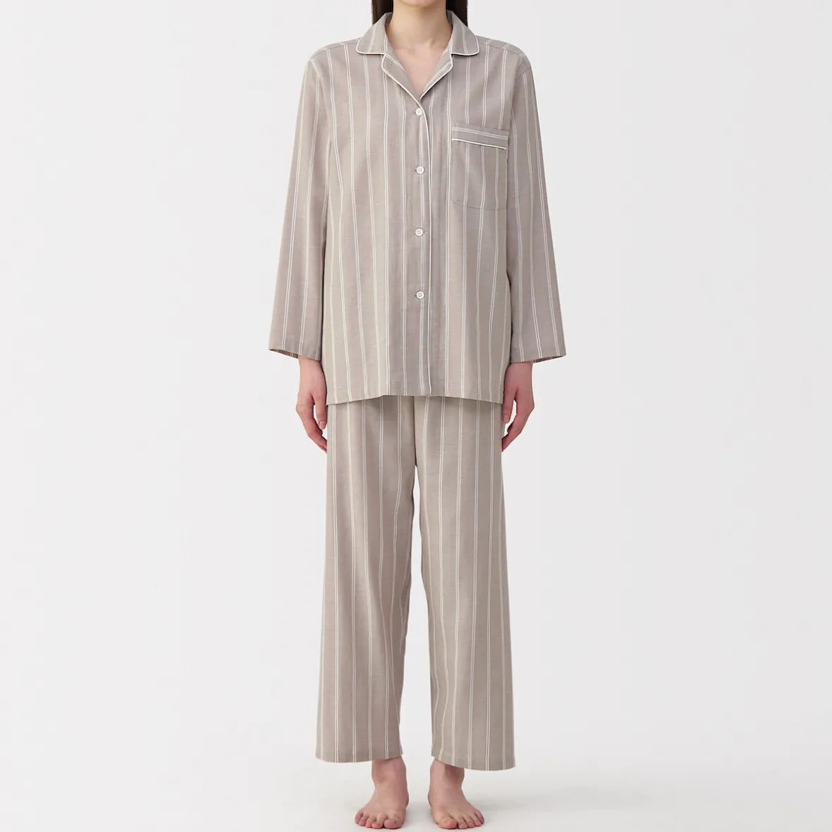 Clearance Muji Conjunto de pijama de manga larga de gasa doble para mujer