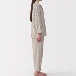 Clearance Muji Conjunto de pijama de manga larga de gasa doble para mujer