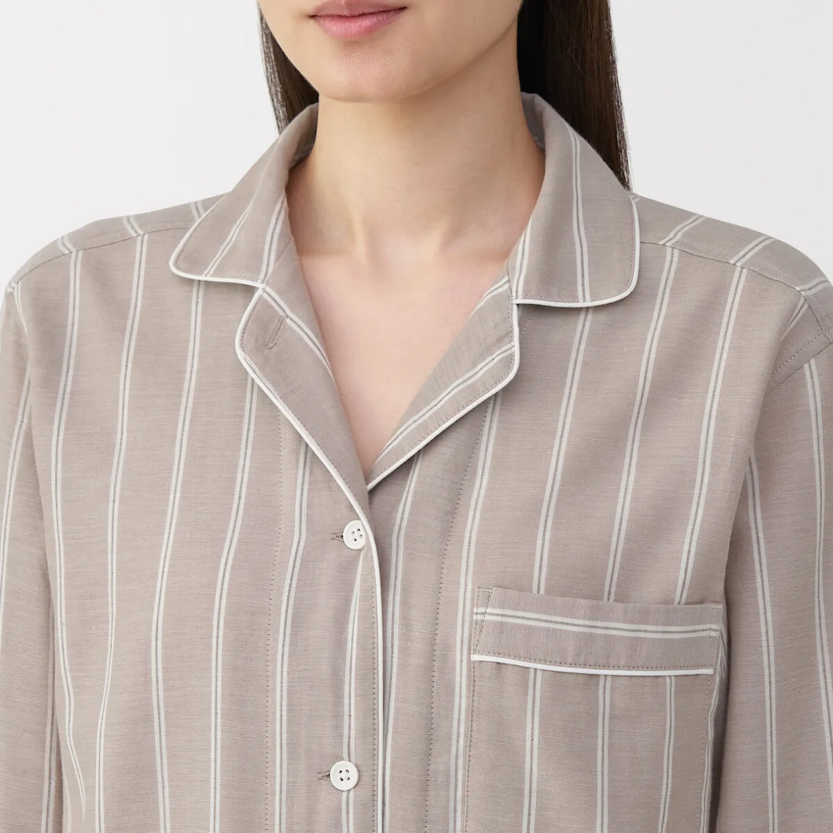 Clearance Muji Conjunto de pijama de manga larga de gasa doble para mujer