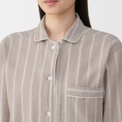 Clearance Muji Conjunto de pijama de manga larga de gasa doble para mujer