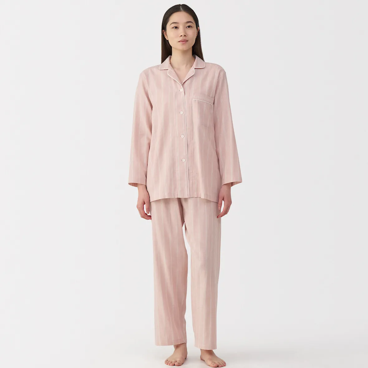 Clearance Muji Conjunto de pijama de manga larga de gasa doble para mujer