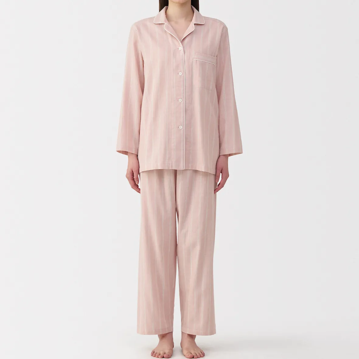 Clearance Muji Conjunto de pijama de manga larga de gasa doble para mujer