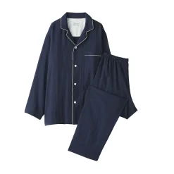 Muji Conjunto de pijama de manga larga de gasa doble para hombre