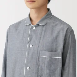 Muji Conjunto de pijama de manga larga de gasa doble para hombre