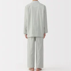 Muji Conjunto de pijama de manga larga de gasa doble para hombre
