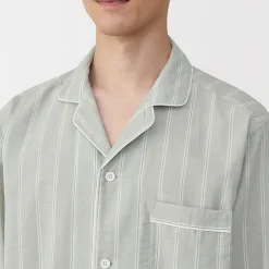 Muji Conjunto de pijama de manga larga de gasa doble para hombre